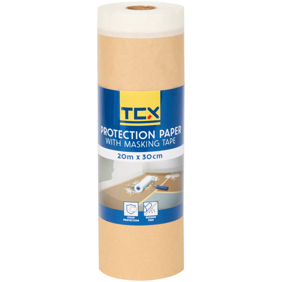 Ruban de masquage avec papier TCX – protection appuis de fenêtre & plinthes