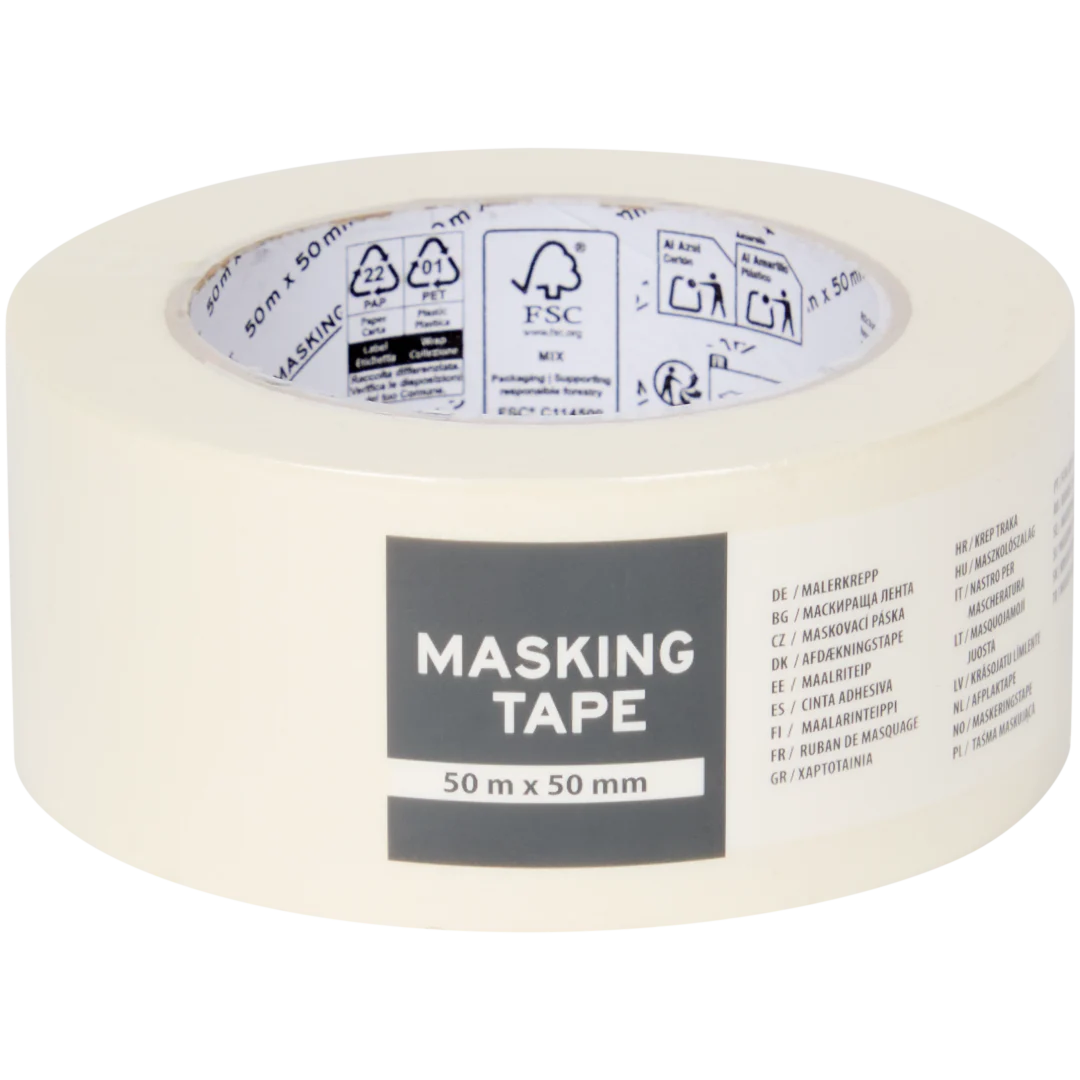 Ruban de masquage papier 50 mm – retrait facile, sans résidu