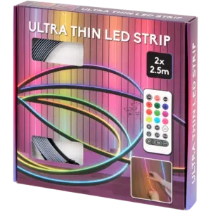 Ruban LED avec télécommande – Réactif lumière & son (noir) – lot de 2