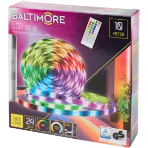 Ruban LED Baltimore multicolore & blanc réglable – fonction musique, mémoire