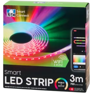 Ruban LED connecté LSC Smart Connect – multicolore, blanc chaud à froid, dimmable