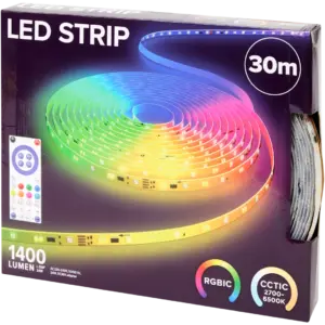 Ruban LED Eurodomest multicolore & blanc – intensité variable, recoupable
