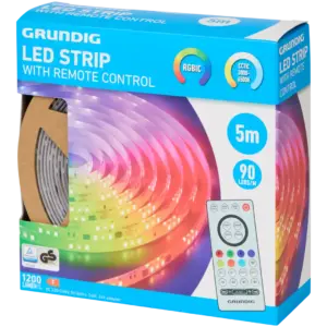 Ruban LED Grundig RVB + blanc avec télécommande, capteur de lumière et minuterie
