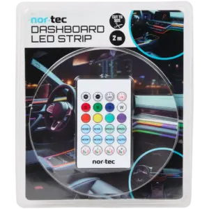 Ruban LED multicolore 2 m pour tableau de bord avec télécommande – Nor-Tec