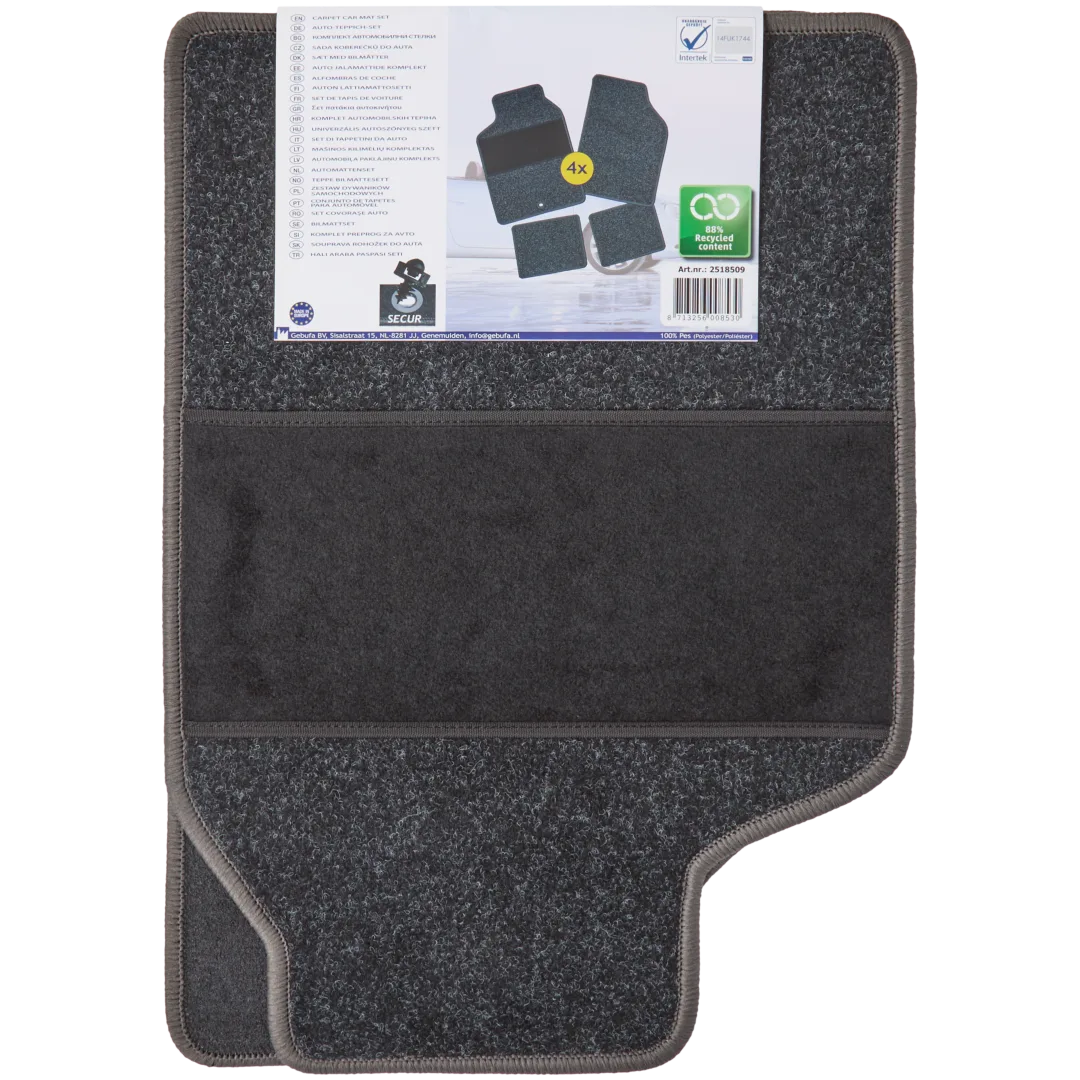 Set de 4 tapis de voiture universels antidérapants – Noir (vis de fixation incluses)