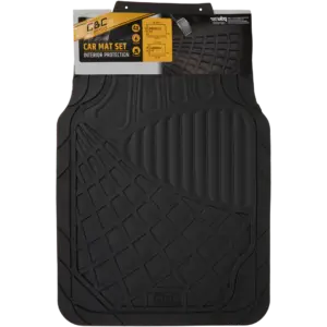 Set de 4 tapis de voiture universels C&C en caoutchouc noir