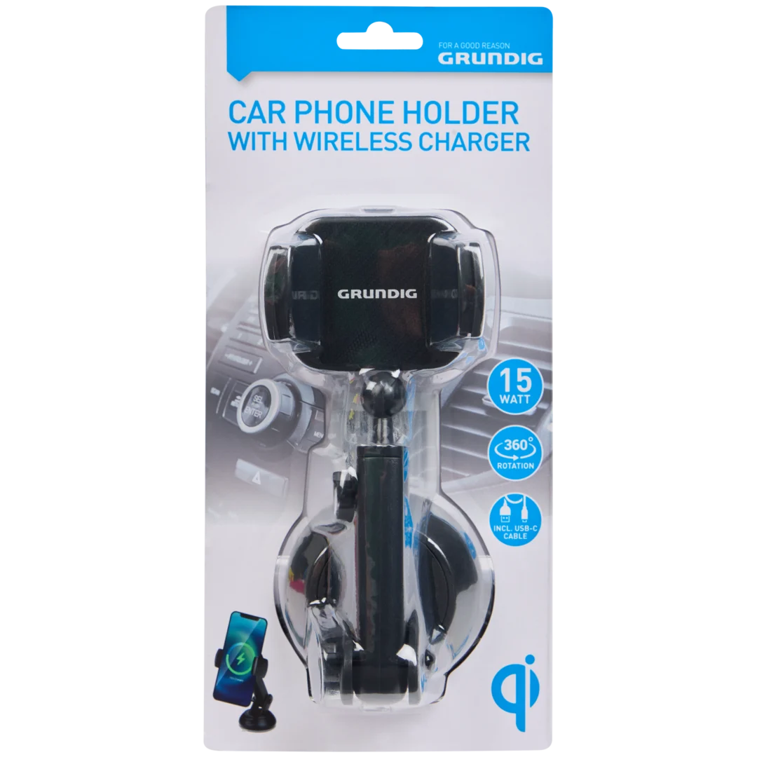 Support de téléphone voiture avec chargeur sans fil Qi Grundig (USB‑C) – Image 3