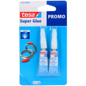 Tesa Colle instantanée transparente universelle – lot de 2 tubes (6 g)