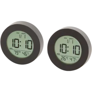 Thermomètre d’intérieur 3-en-1 Nor-Tec (température, humidité & horloge) – lot de 2