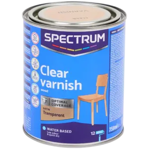 Vernis satiné multi-usage Spectrum Transparent – intérieur, base aqueuse (750 ml)
