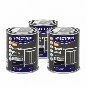 Lot de 3 pots de peinture métal 2-en-1 Spectrum noir mat 750 ml