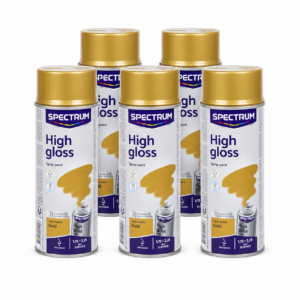 Lot de 5 bombes de peinture en aérosol acrylique Spectrum or haute brillance 400 ml