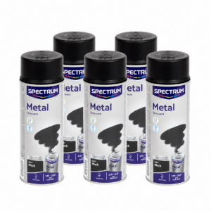 Lot de 5 bombes de peinture en aérosol Spectrum Metal noir mat 400 ml