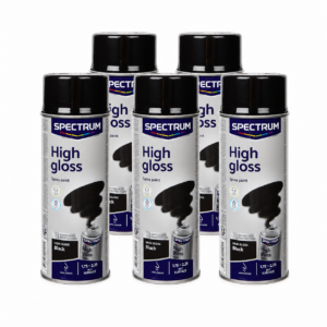 Lot de 5 bombes de peinture Spectrum noir haute brillance 400 ml