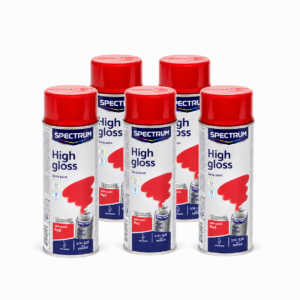 Lot de 5 bombes de peinture en aérosol Spectrum rouge haute brillance 400 ml