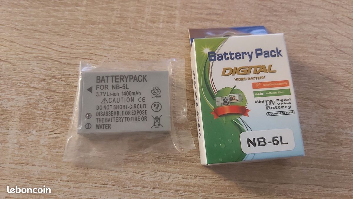 Batterie compatible Canon NB-5L – 1400 mAh, 3,7 V