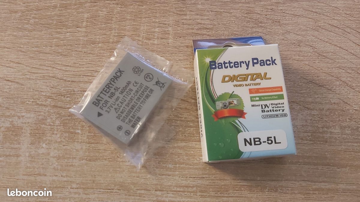 Batterie compatible Canon NB-5L – 1400 mAh, 3,7 V — vue 2