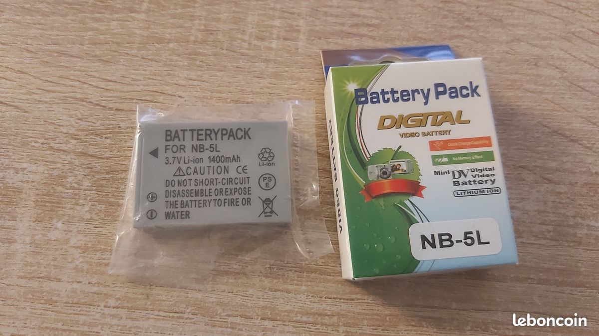 Batterie compatible Canon NB-5L – 1400 mAh, 3,7 V — vue 3