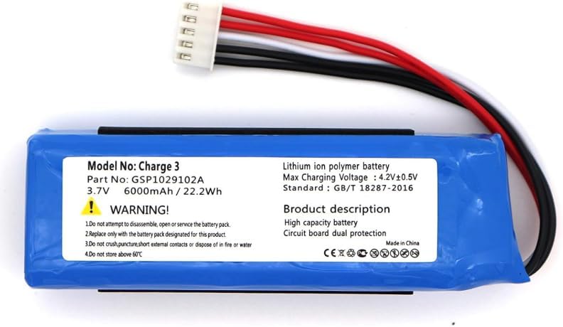 Batterie compatible JBL Charge 3 – 6000 mAh, 3,7 V