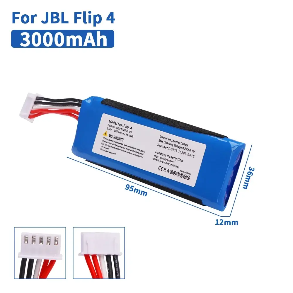 Batterie compatible JBL Flip 4 – 3000 mAh, 3,7 V — vue 4
