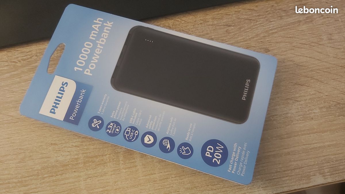 Batterie externe Philips 10 000 mAh – Charge rapide PD 20 W, USB-C — vue 4